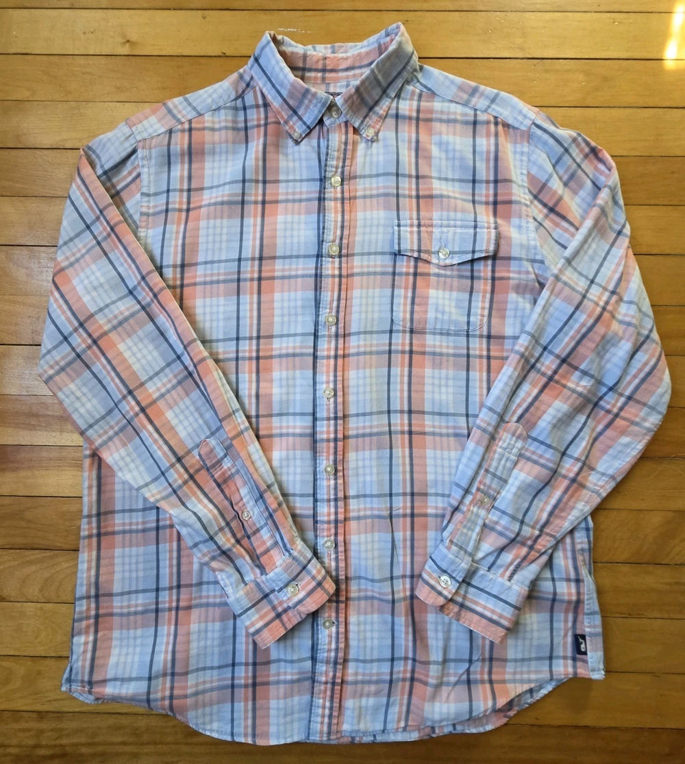 Vineyard Vines Slim Fit Crosby Shirt Plaid Oxford Button Down L/Sleeve Large